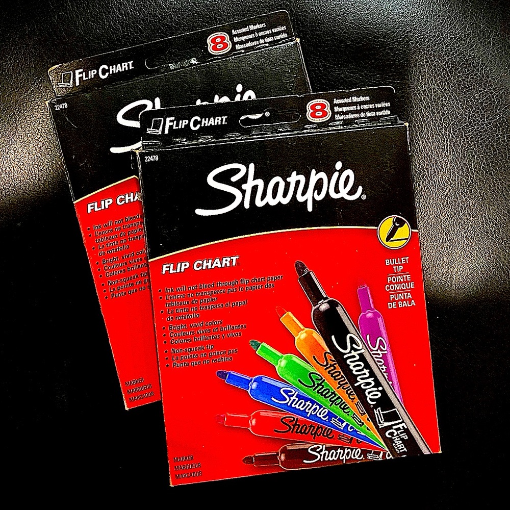 🐯Sharpie Flip Chart Bullet Tip Assorted Colors 8 pens 💝- 2 Boxes